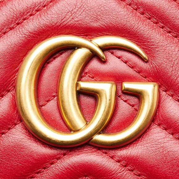 Gucci Red Quilted Leather Marmont Metalasse Small Camera Bag - Picture 8 of 12